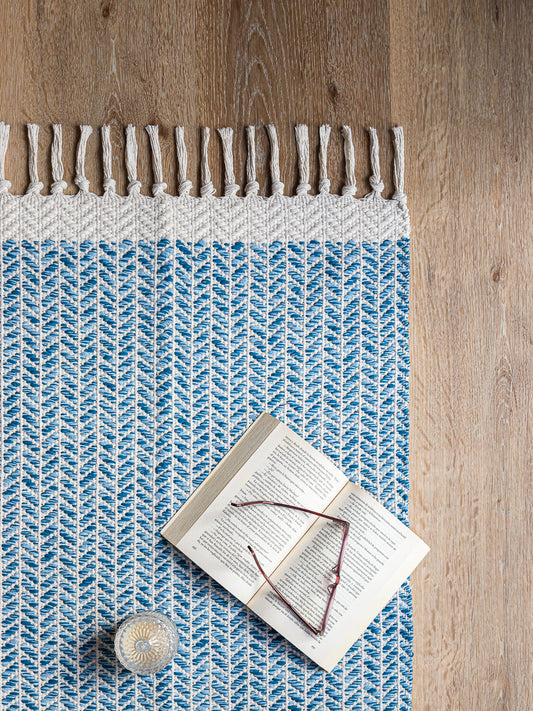 Alfombra tejida | Azul 130 x 60 cm