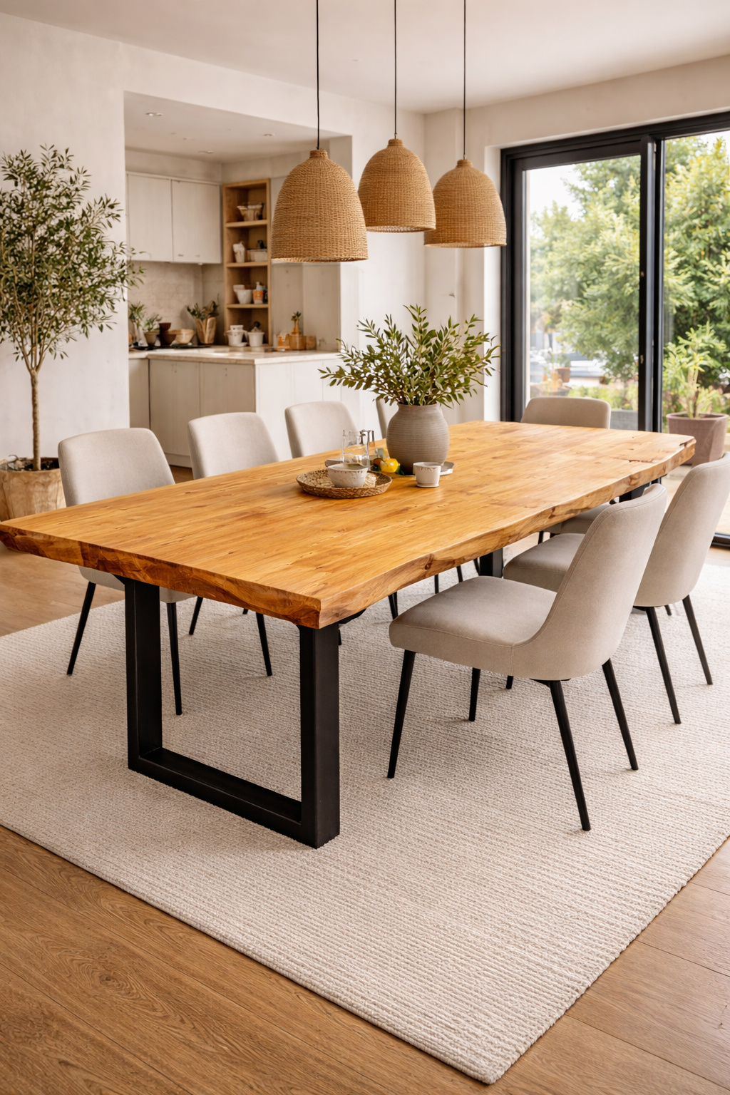 Mesa de comedor hierro y madera