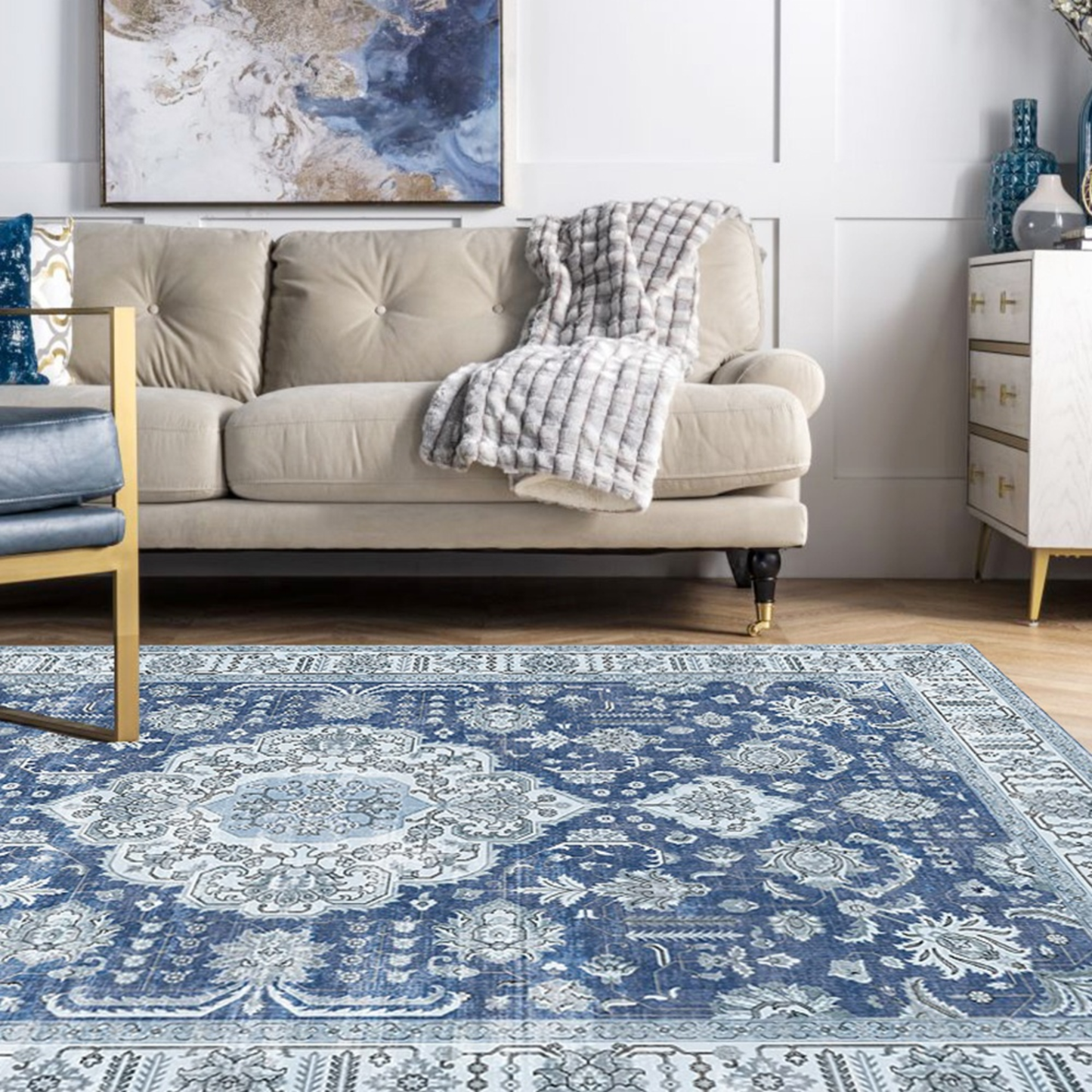 Alfombra de living persa | 270 x 180 | Azul