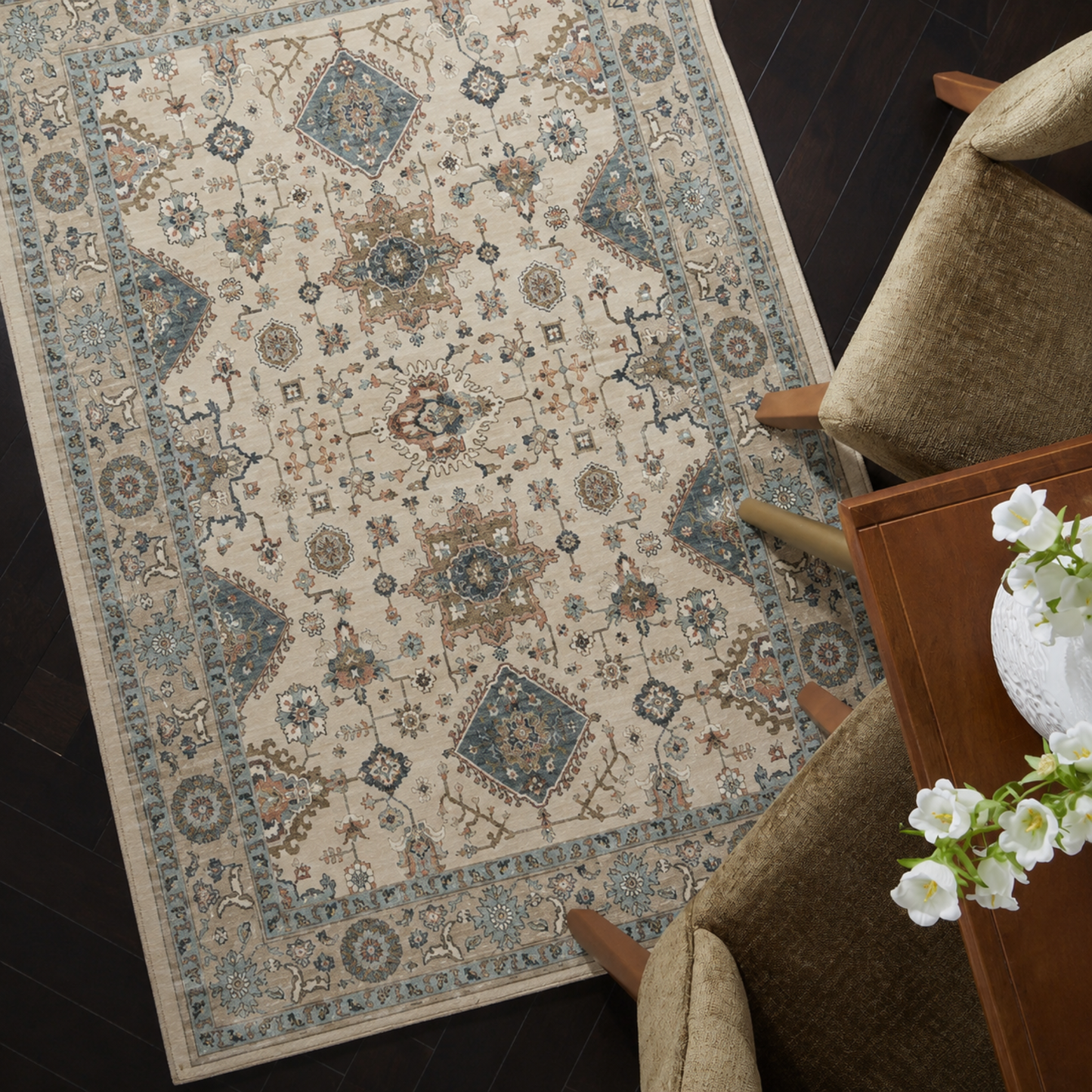 Alfombra de living persa | 270 x 180 | Verde