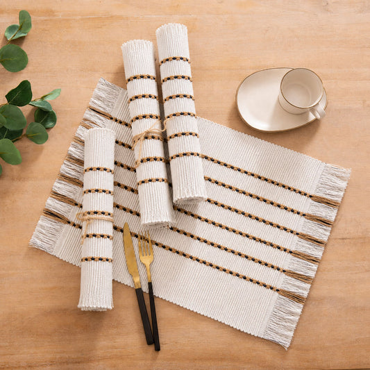 Pack mantel individual de tela estilo boho X6 | 33 x 48 cm