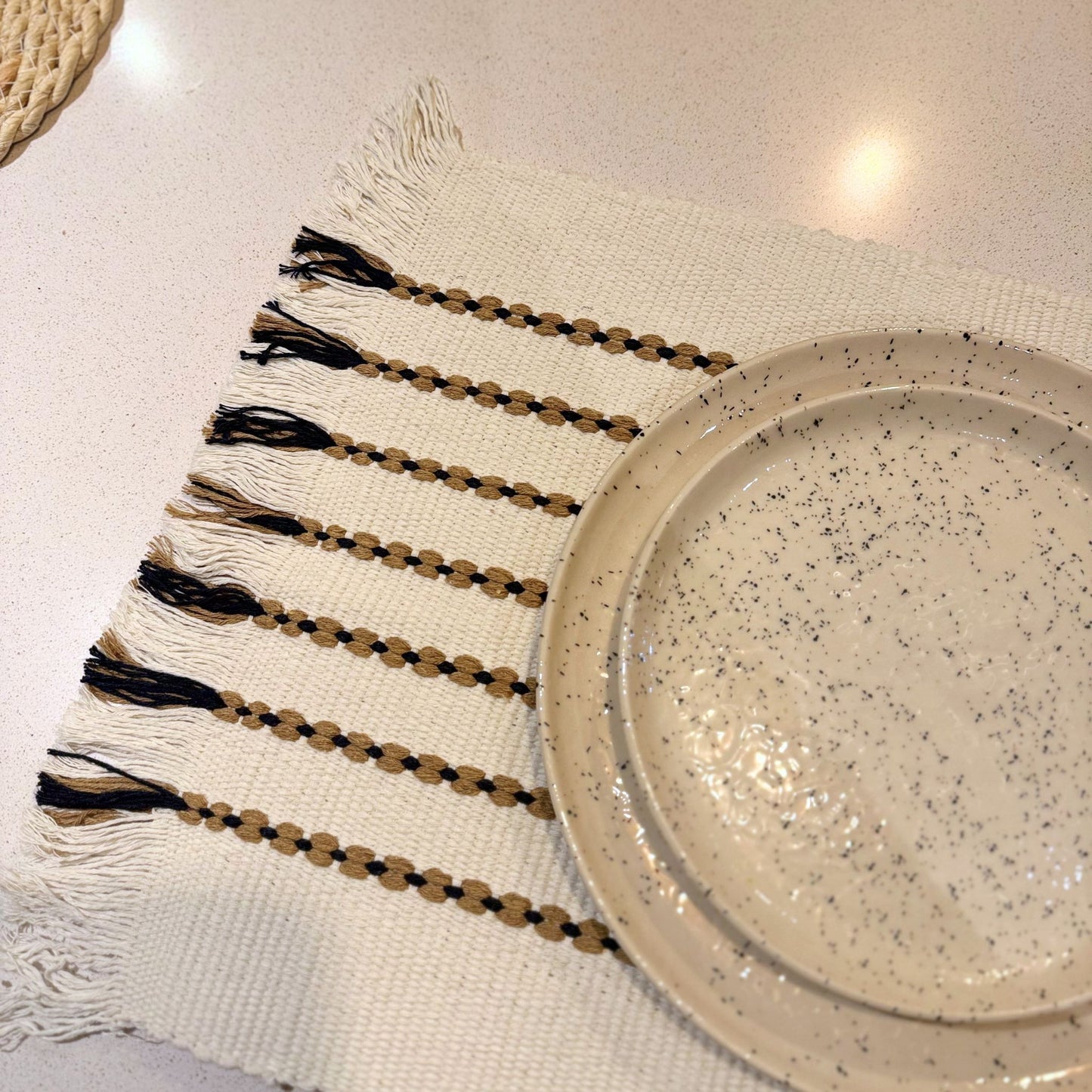 Pack mantel individual de tela estilo boho X6 | 33 x 48 cm