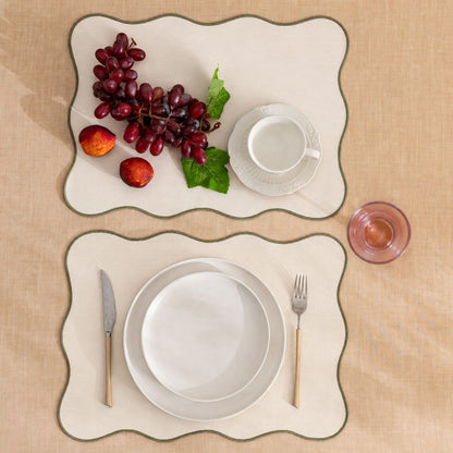 Pack X4 mantel individual de mesa formato irregular impermeable | 33 x 45 cm