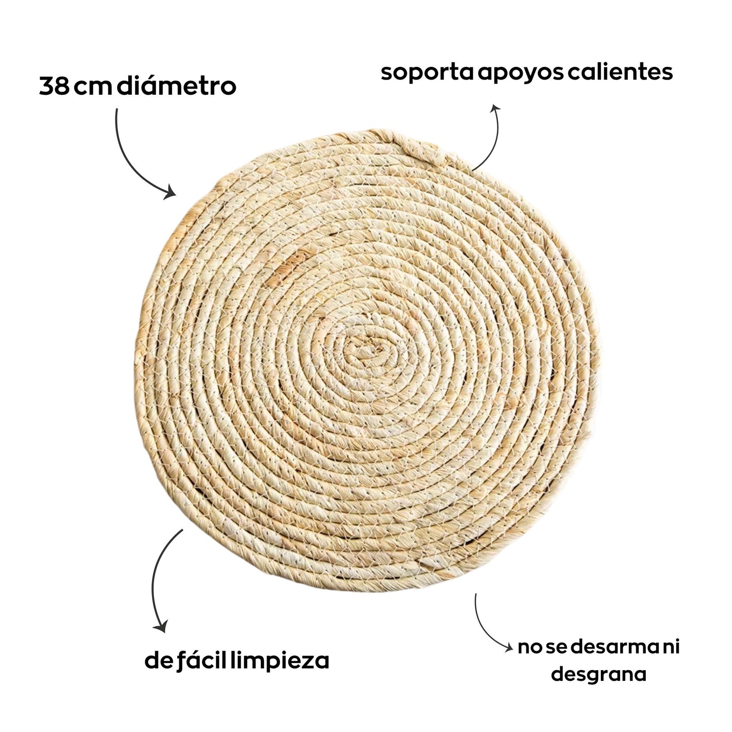 Individual o centro de mesa de yute tejido | 38cm