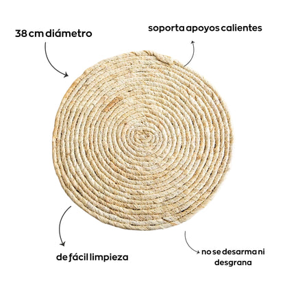 Individual o centro de mesa de yute tejido | 38cm