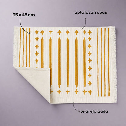 PACK X2 Mantel individual de mesa blanco y mostaza | 35 x 48 cm