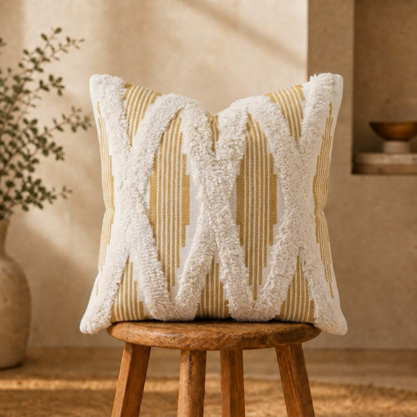 Funda almohadón Yellow Boho | 45 x 45 cm