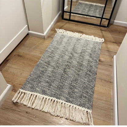 Alfombra tejida | Blanco y negro 90 x 60 cm
