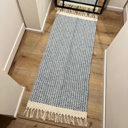 Alfombra tejida | Azul 130 x 60 cm