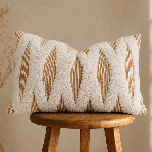 Funda almohadón rectangular Boho Mostaza | 30 x 50