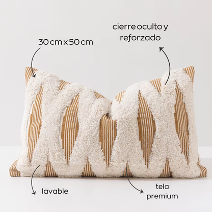 Funda almohadón rectangular Boho Mostaza | 30 x 50