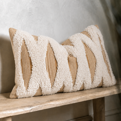 Funda almohadón rectangular Boho Mostaza | 30 x 50