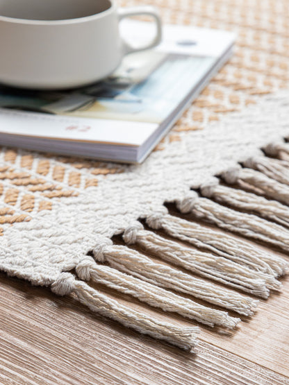 Alfombra tejida | Beige 130 x 60 cm
