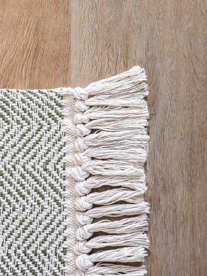 Alfombra tejida | Blanco y verde 90 x 60