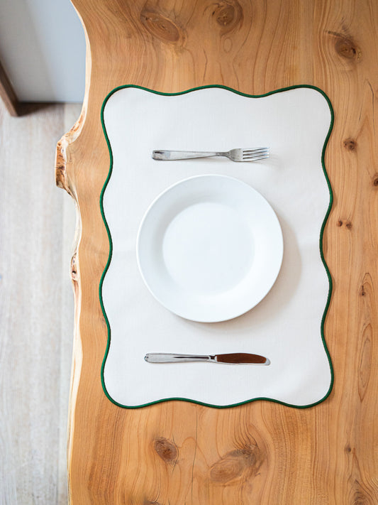 Pack X4 mantel individual de mesa formato irregular impermeable | 33 x 45 cm
