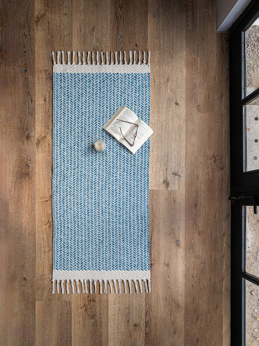 Alfombra tejida | Azul 130 x 60 cm