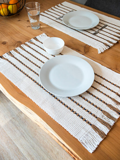 Pack mantel individual de tela estilo boho X6 | 33 x 48 cm