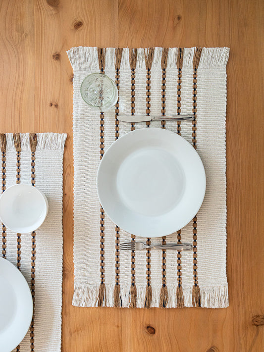 Pack mantel individual de tela estilo boho X6 | 33 x 48 cm